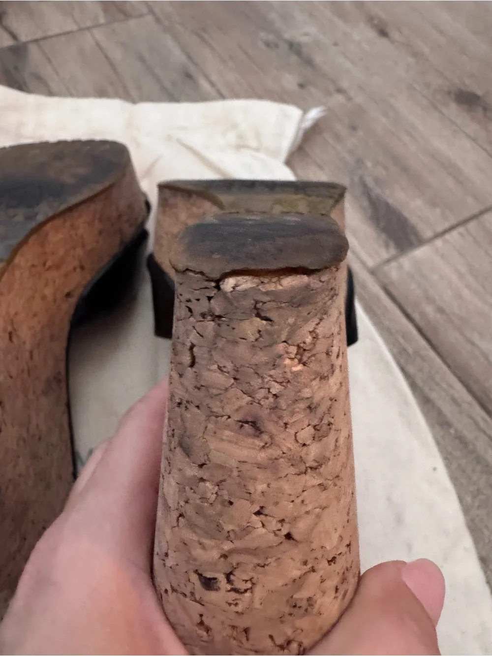 Jimmy Choo Black Patent Cork Platform Slide Sandals